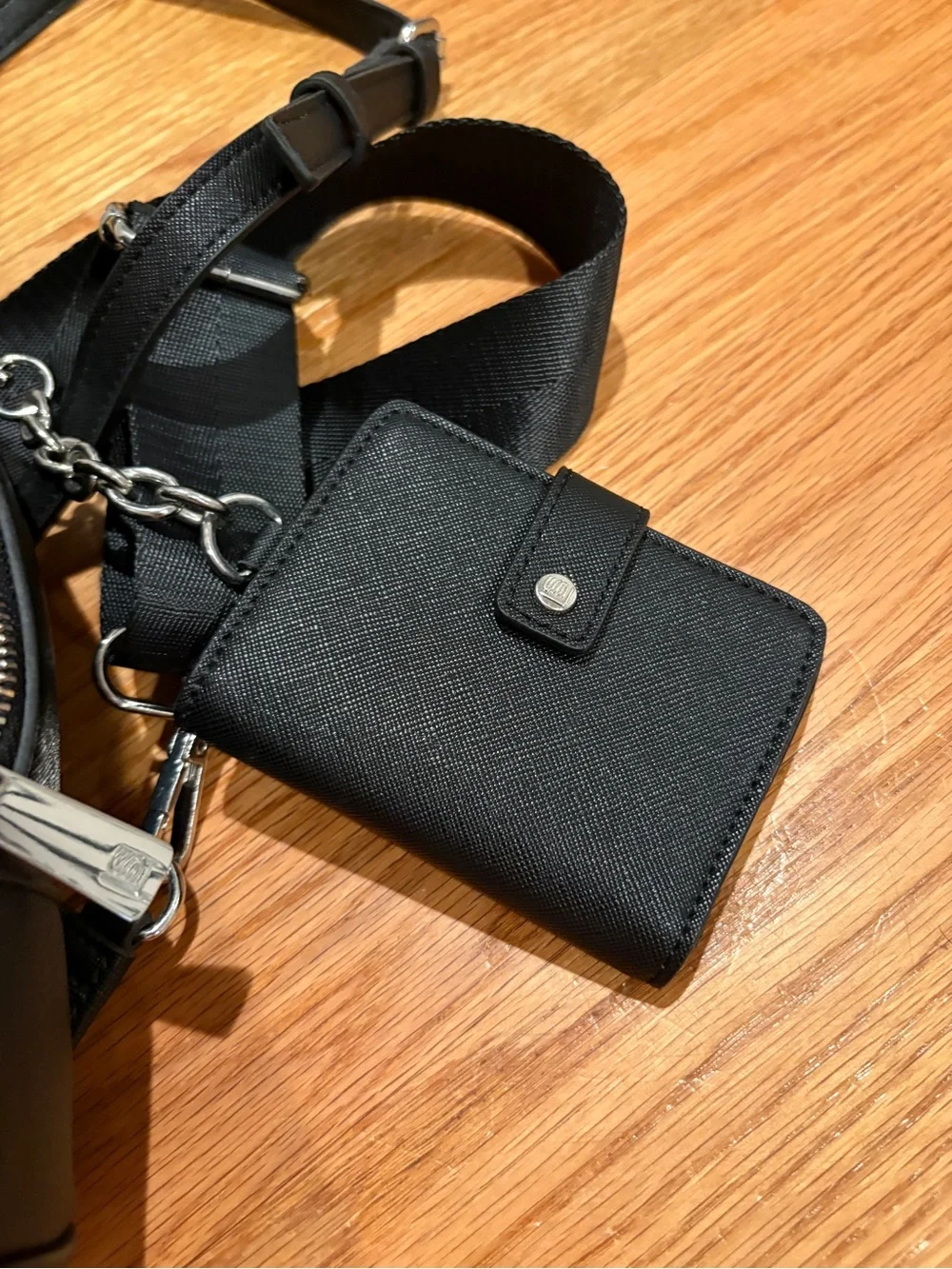 Black Mini Crossbody Backpack with Card Holder